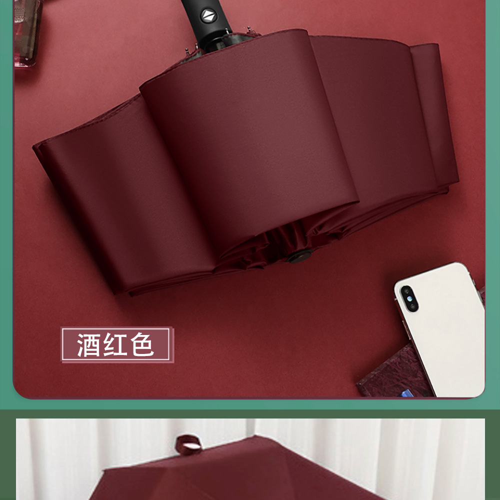 Xingbao Umbrella Industry RST three-fold Umbrella, fully automatic black rubber umbrella wholesale, printed logo advertising umbrella in stock pic 21