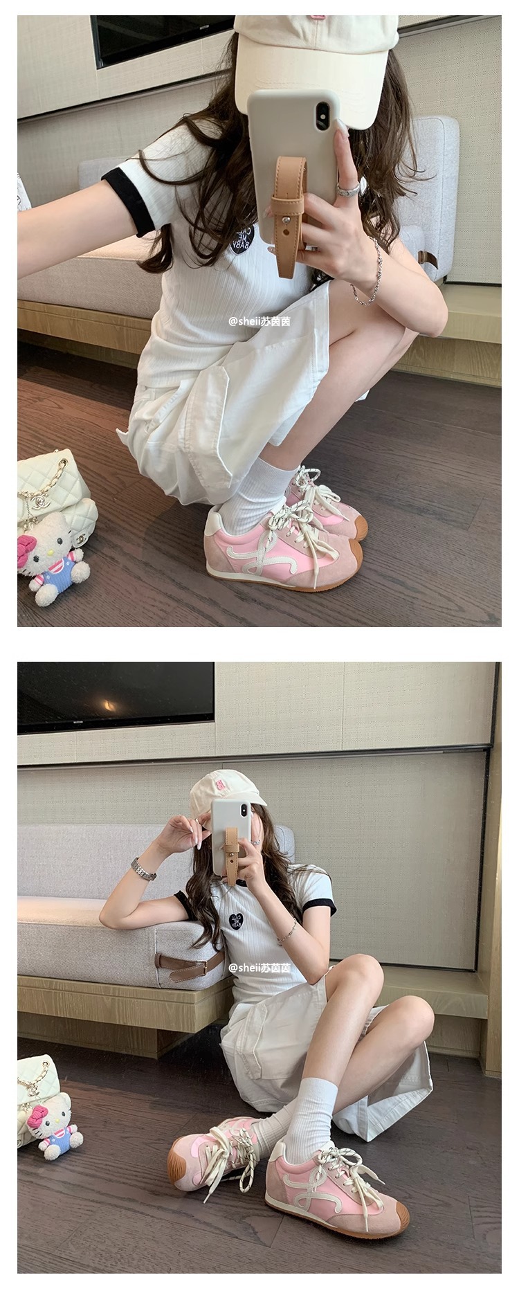 苏茵茵7cm内增高版~复古小歪头鸳鸯鞋带休闲鞋德训鞋女阿甘小白鞋详情22