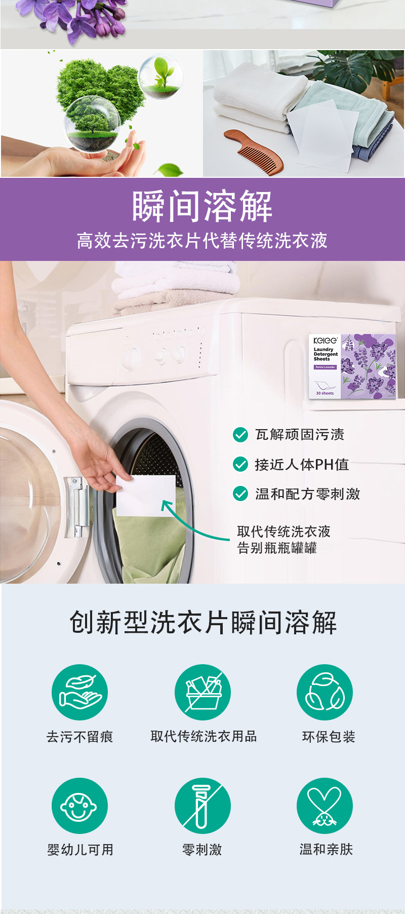 超浓缩洗衣片持久留香薰衣草香跨境外贸专供强力去污源头工厂详情2