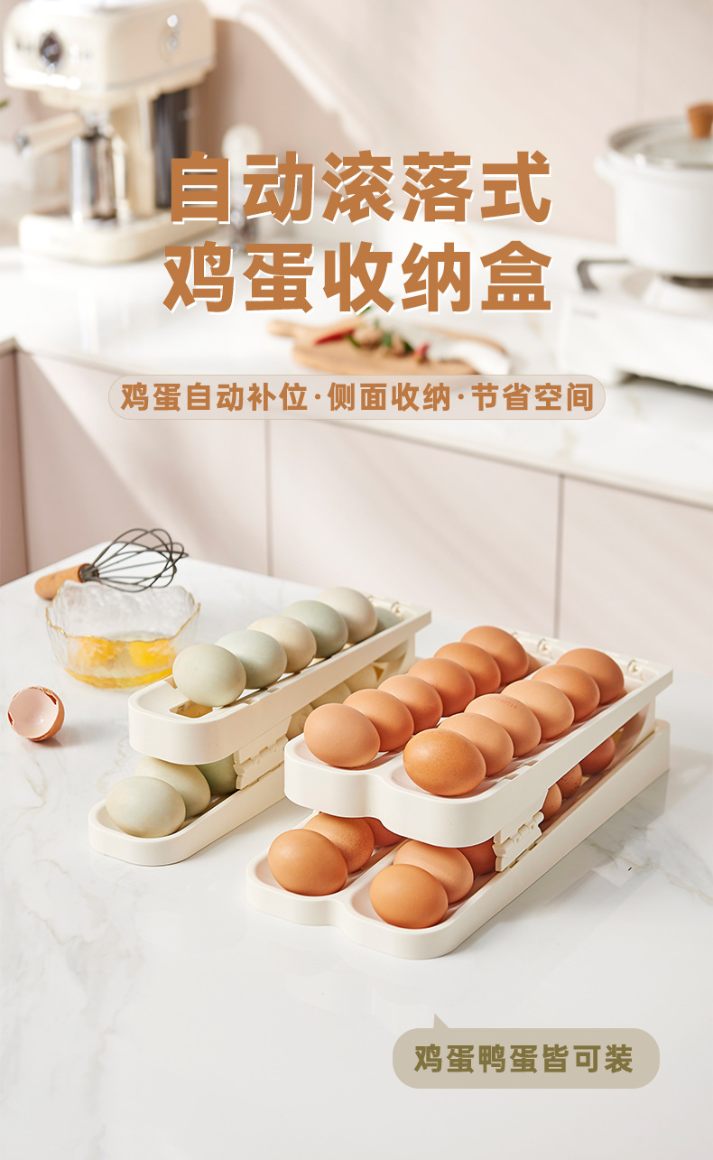 Folding rolling egg rack, refrigerator side door storage, egg tray, kitchen organization, safe storage wonder, egg compartment pic 5