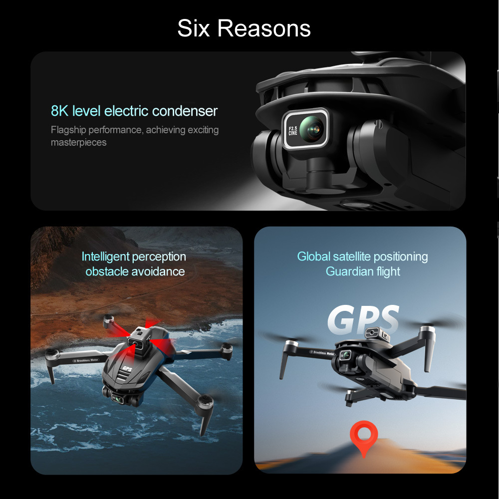 The cross-border AliExpress bestseller V168 brushless GPS return high-definition 8 aerial obstacle avoidance drone is a remote control aircraft for foreign trade pic 7