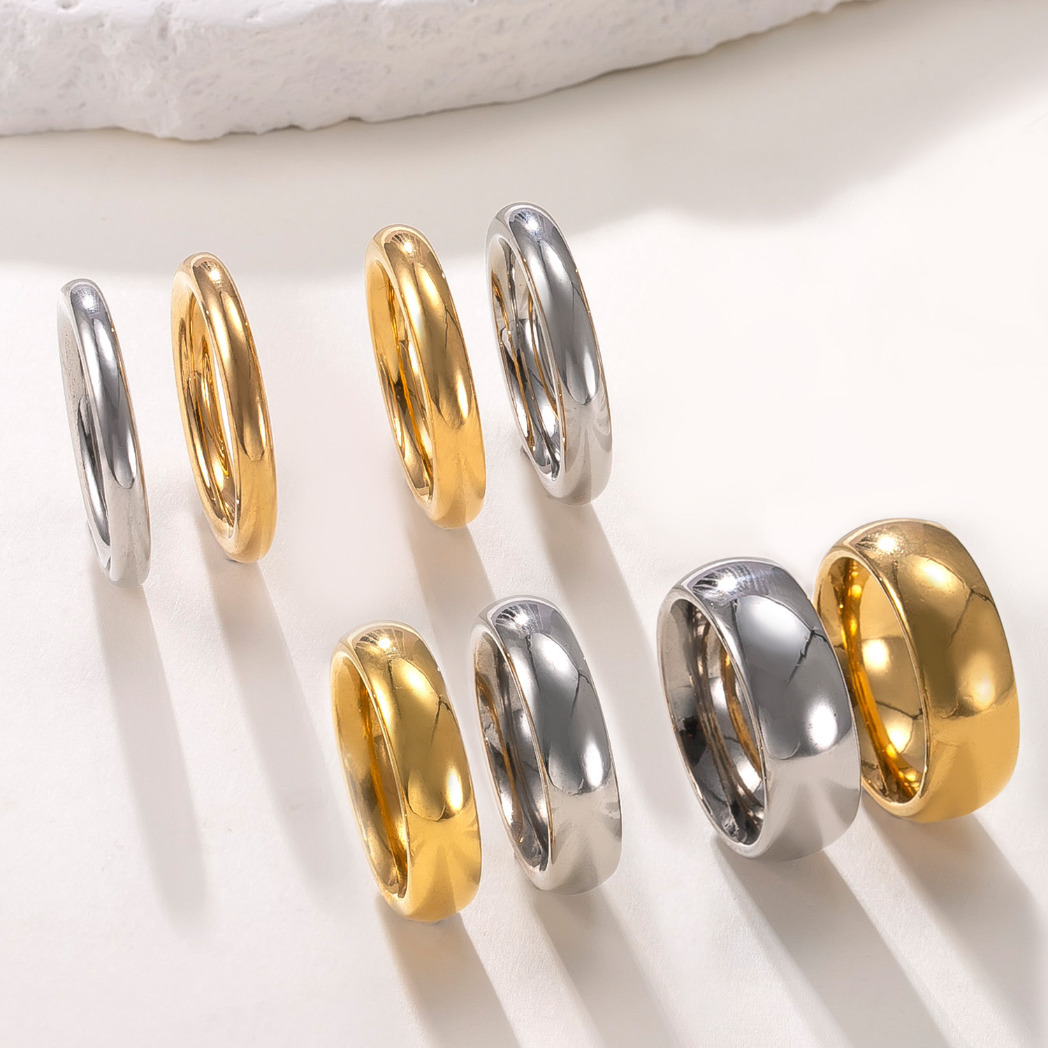 跨境爆款不锈钢戒指3/4/6/8mm内外球光面指环时尚简约钛钢饰品厂详情4