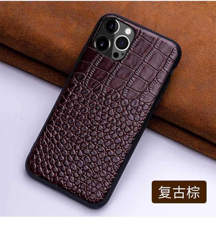 This genuine leather full-cover crocodile top and bottom pattern protective case is suitable for Apple iPhone 15/14 13 phone cases pic 14