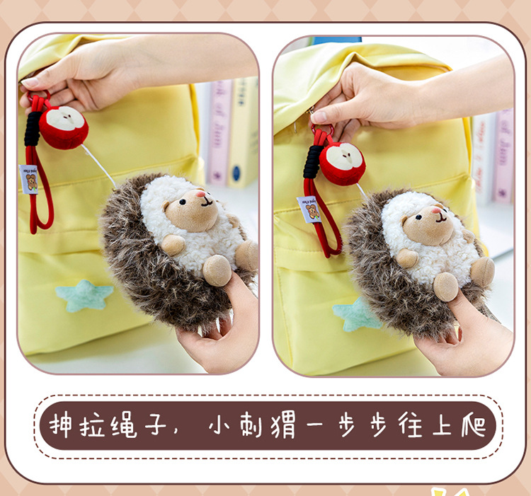 Adorable pequeño erizo peluche muñeca bondadoso bolsa colgante mesa pendulo simulación animal regalo de cumpleaños pic 9