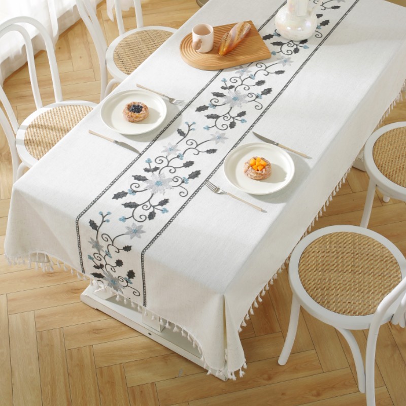 乐轩秀红色新年圣诞节桌布提花加厚轻奢高级氛围感长方形餐桌台布详情51