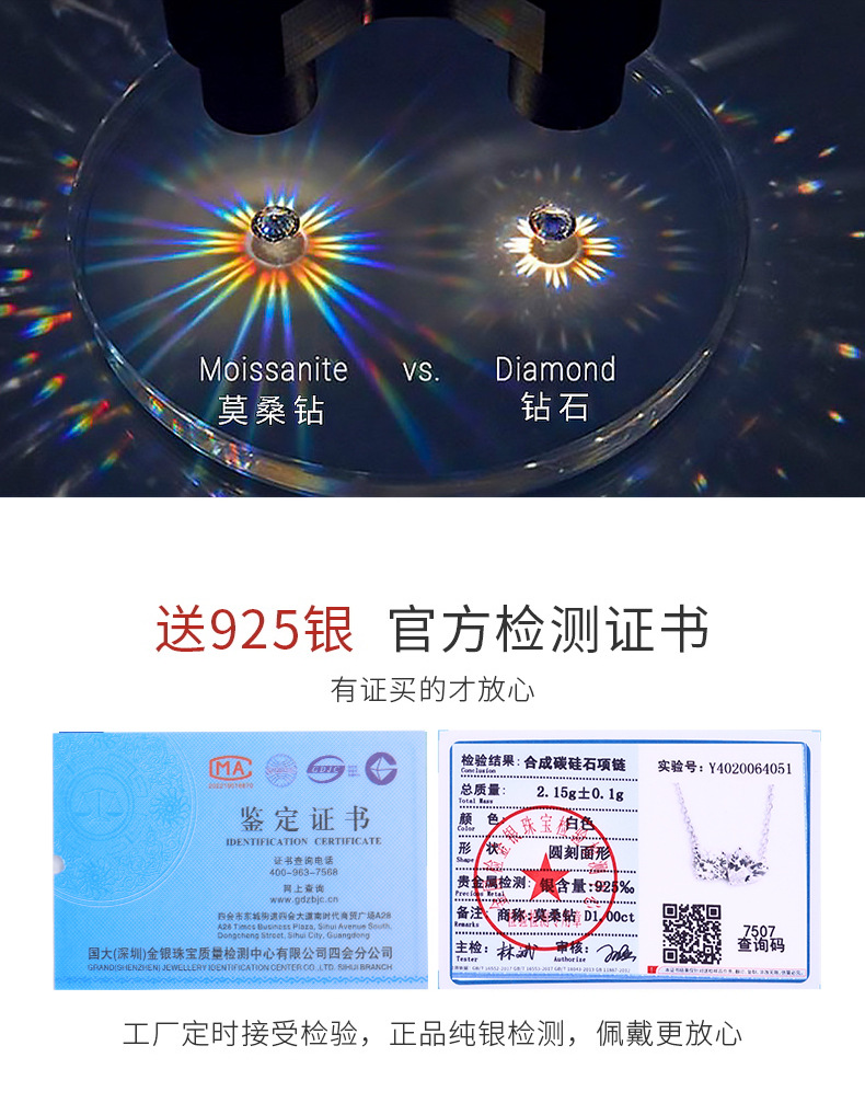 Wholesale of the new Korean version S925 sterling silver necklace for women with double heart Moissan-inlaid exquisite and personalized design pic 8