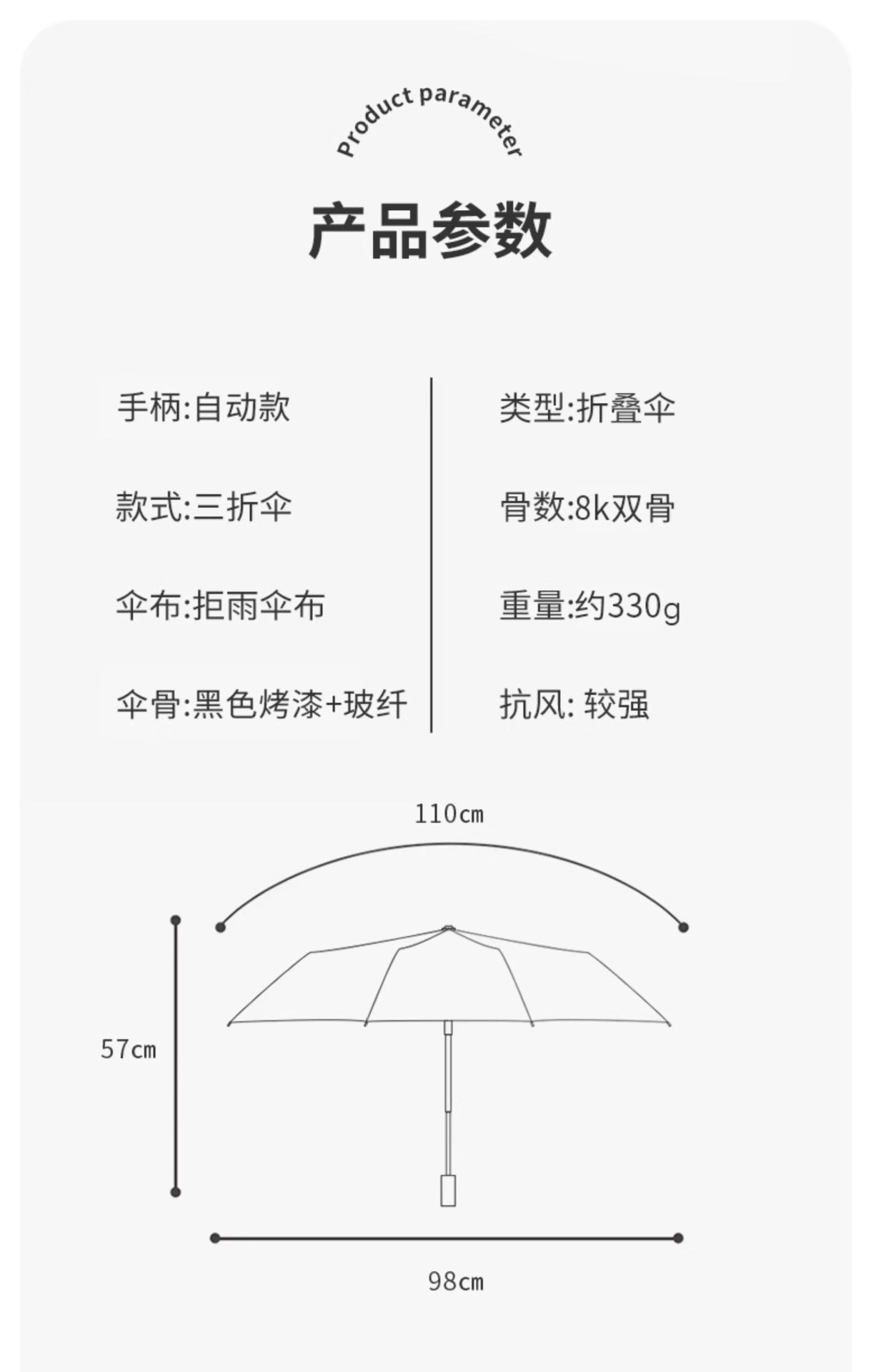 晴雨伞全自动雨伞大号加厚黑胶遮阳伞太阳伞便携防晒伞小金条手柄详情23