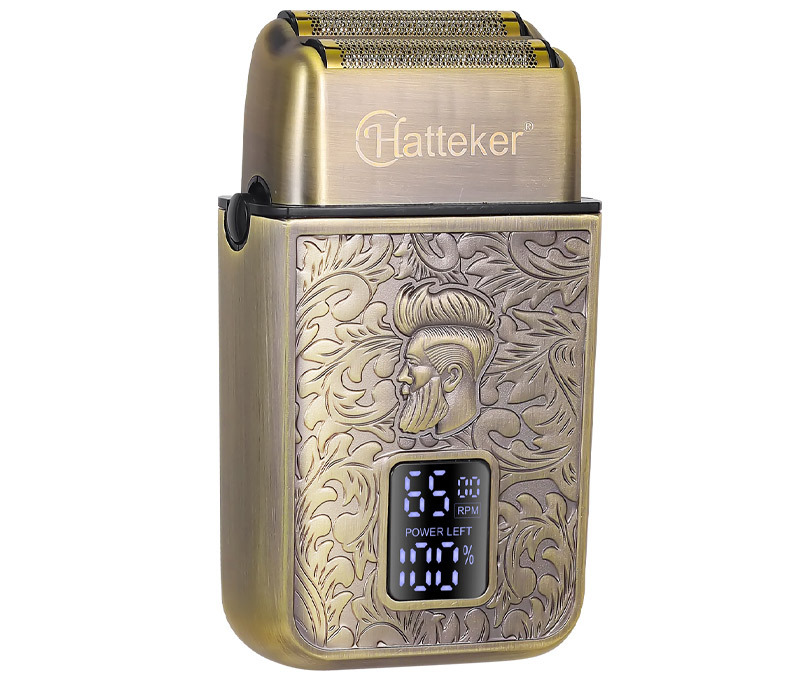 Hatteker复古电动剃须刀往复式双刀刮胡刀三档调金属剃发廊增白器详情14