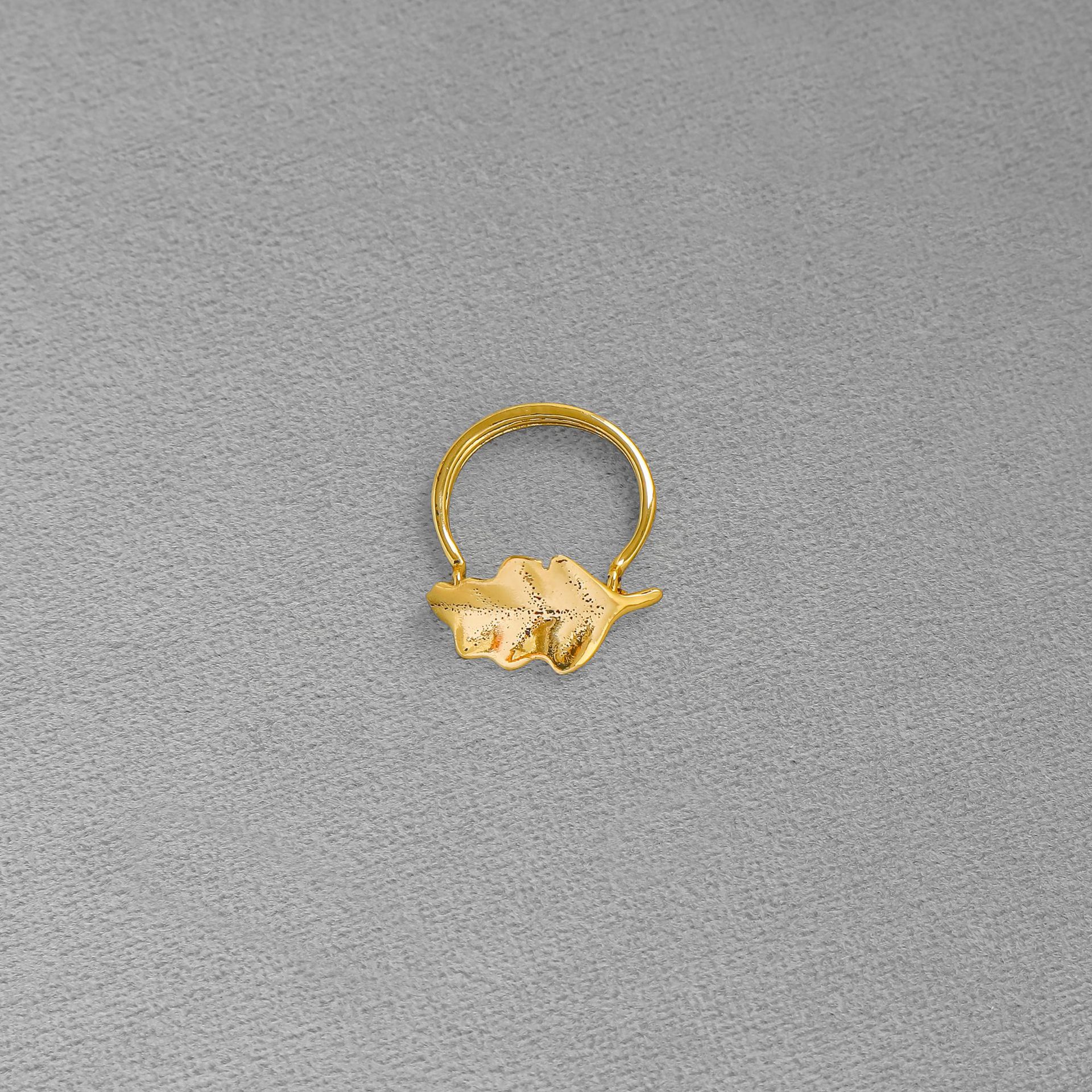 LEMA*家金面具系列树叶戒指 限定款美式复古做旧简约小众叶子戒指详情4