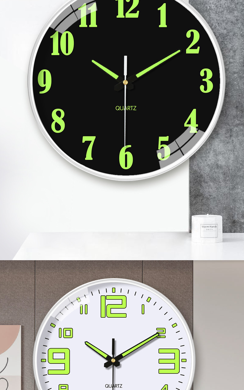 【8英寸20cm】挂钟家用客厅装饰夜光钟表时尚静音免打孔挂墙钟表详情10