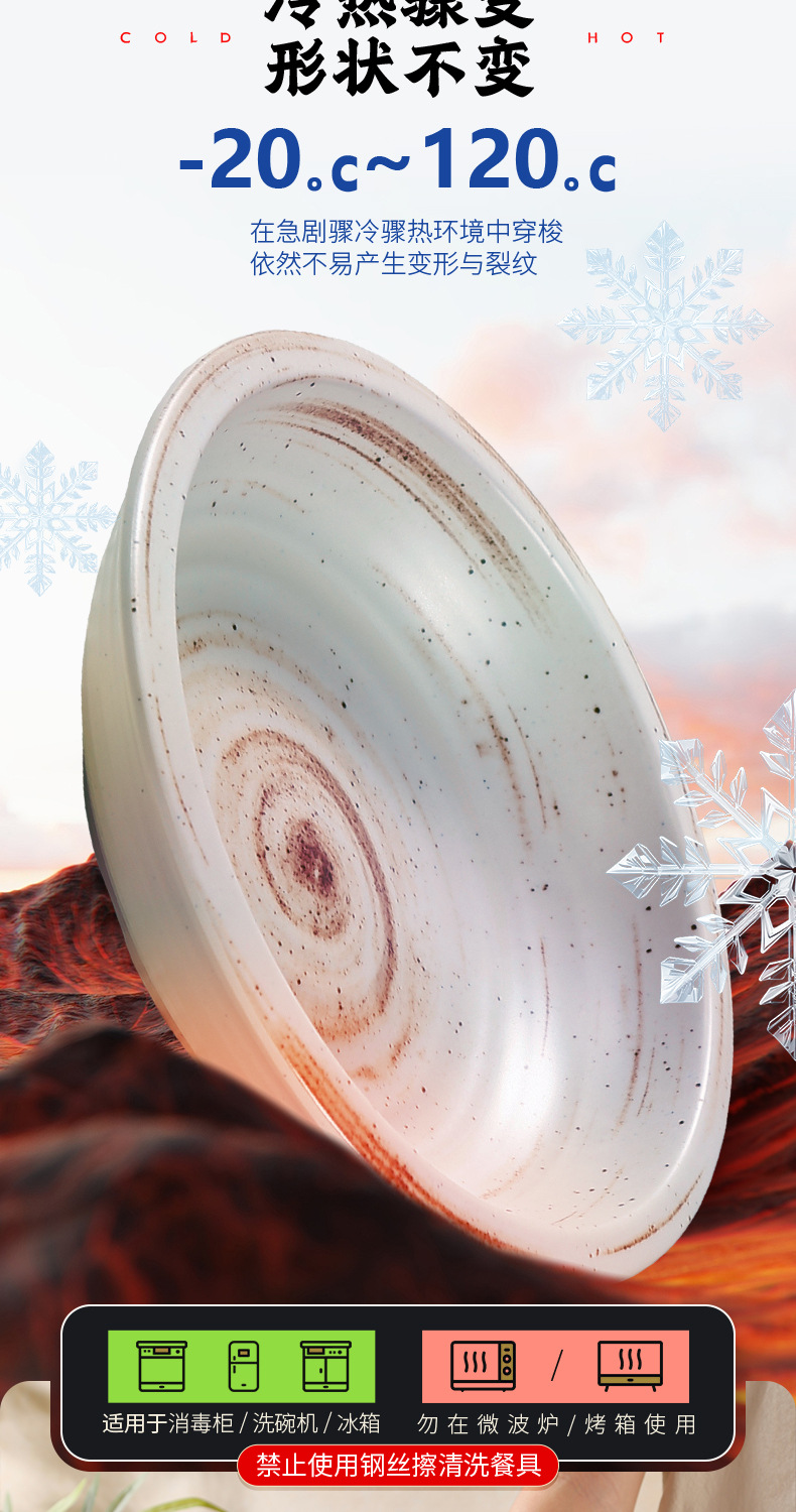 Factory wholesale melamine bowls, Japanese and Korean ramen bowls, commercial hotels and restaurants, shockproof and heat-resistant soup bowls, rice cups, and large porcelain imitation bowls pic 3