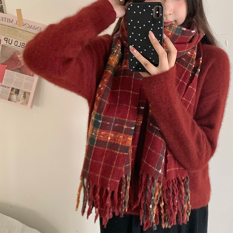 New InS-style high-end scarves for autumn and winter, striped checkered color-blocked warm scarves, starry sky scarves pic 4