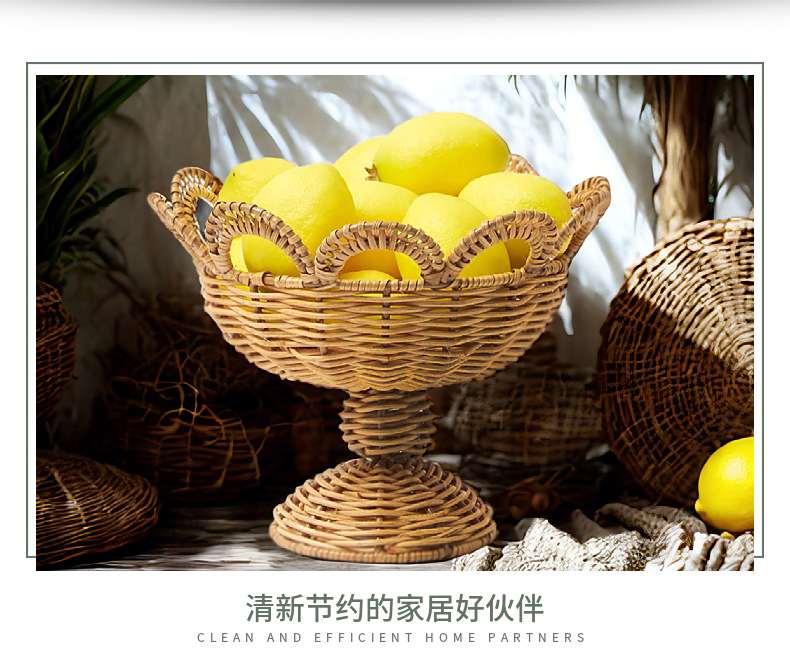北欧创意天然藤编果篮客厅家用收纳筐儿童玩具零食筐遥控器杂物篮详情3