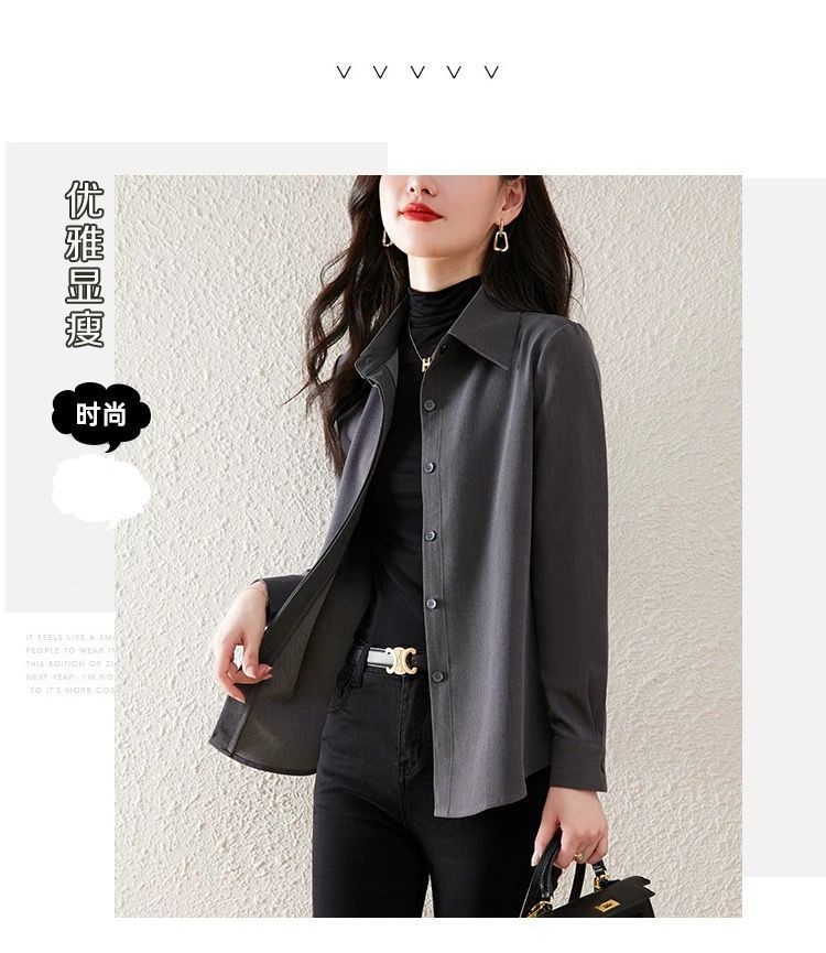 This is a new retro Hong Kong-style high-quality shirt with a thick long-sleeved design and a unique style for women in the autumn and winter of 2025 pic 7