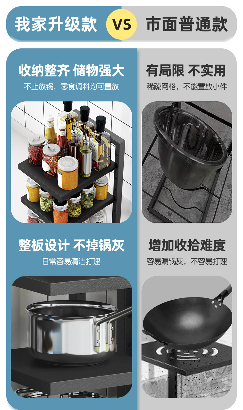 落地式厨房锅具收纳架分层层距可调转角下水槽置物家用多层锅架详情4