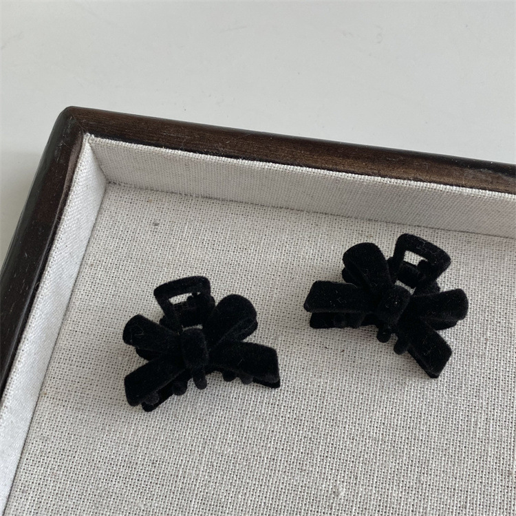 高级感丝绒蝴蝶结小抓夹刘海发夹小众设计发饰女小号碎发夹合金详情12