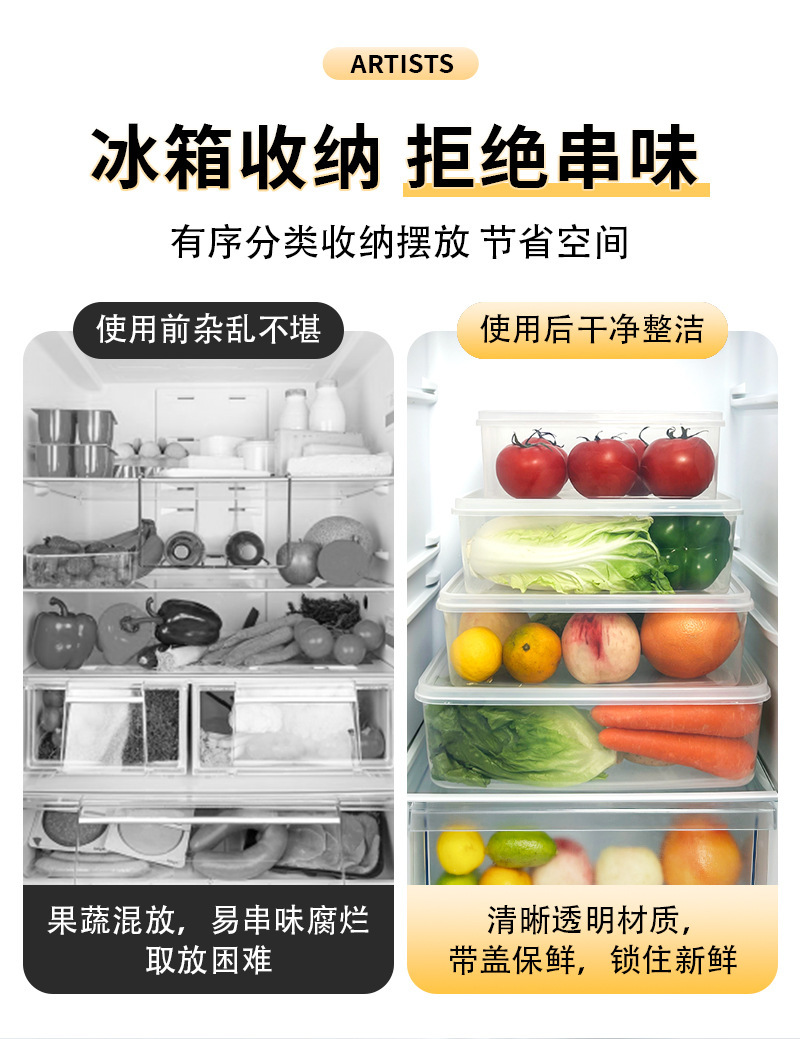 保鲜盒长方形加厚塑料冰箱收纳可微波冷冻食品密封盒留样盒商用详情6