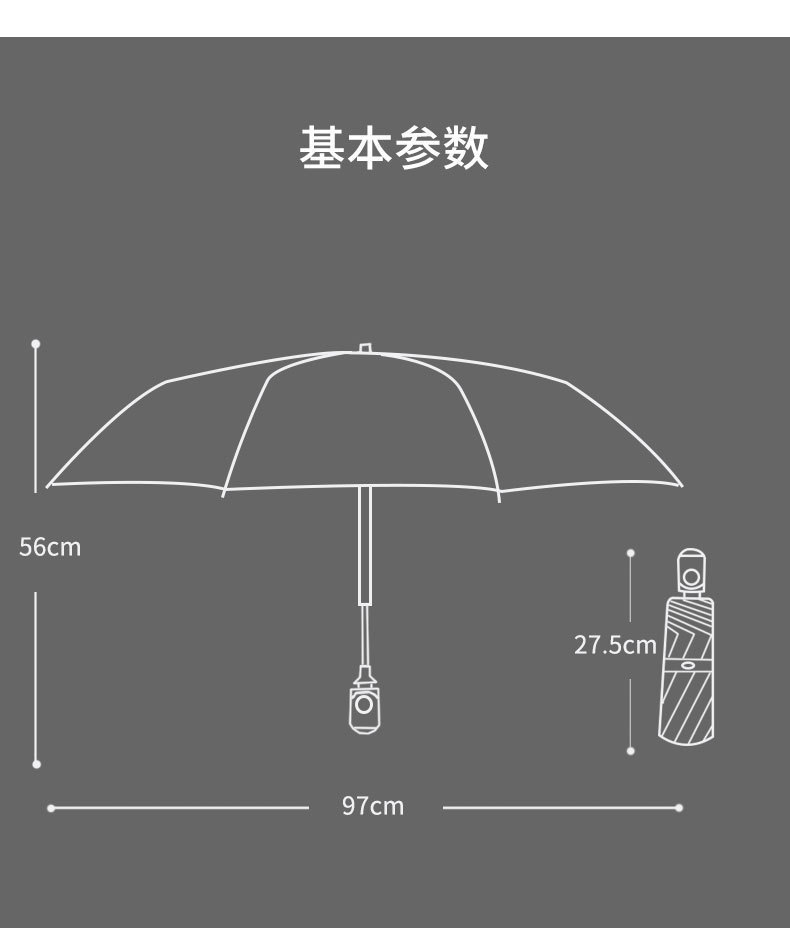 全自动双人大号UV晴雨伞三折手开伞防晒防紫外线太阳伞可印LOGO详情55