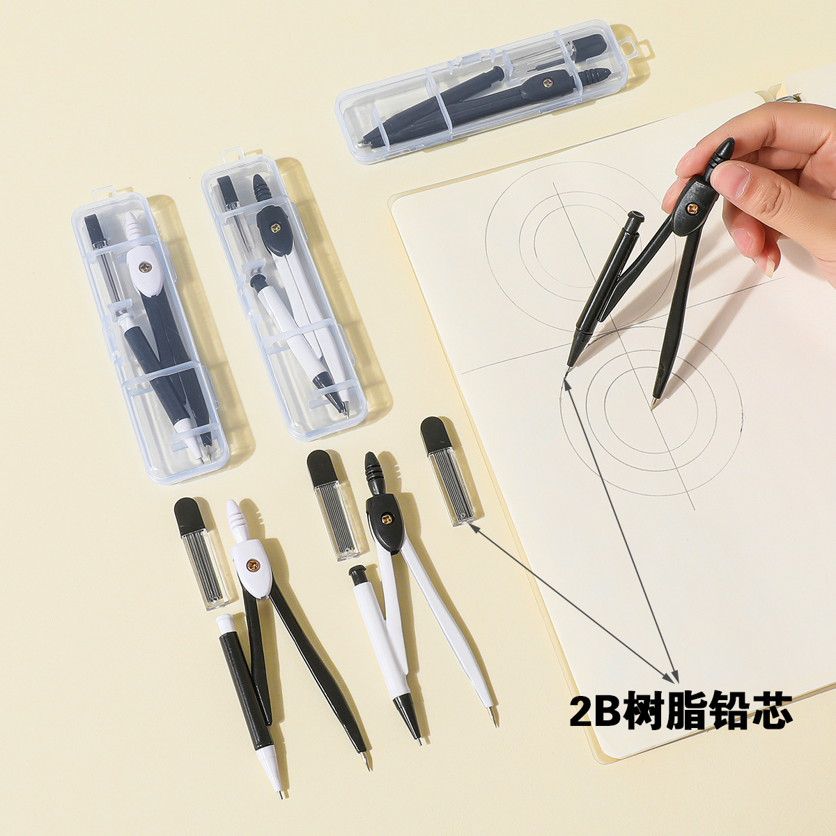 学生圆规套装，金属圆规批发带铅芯几何绘图工具考试画图详情15
