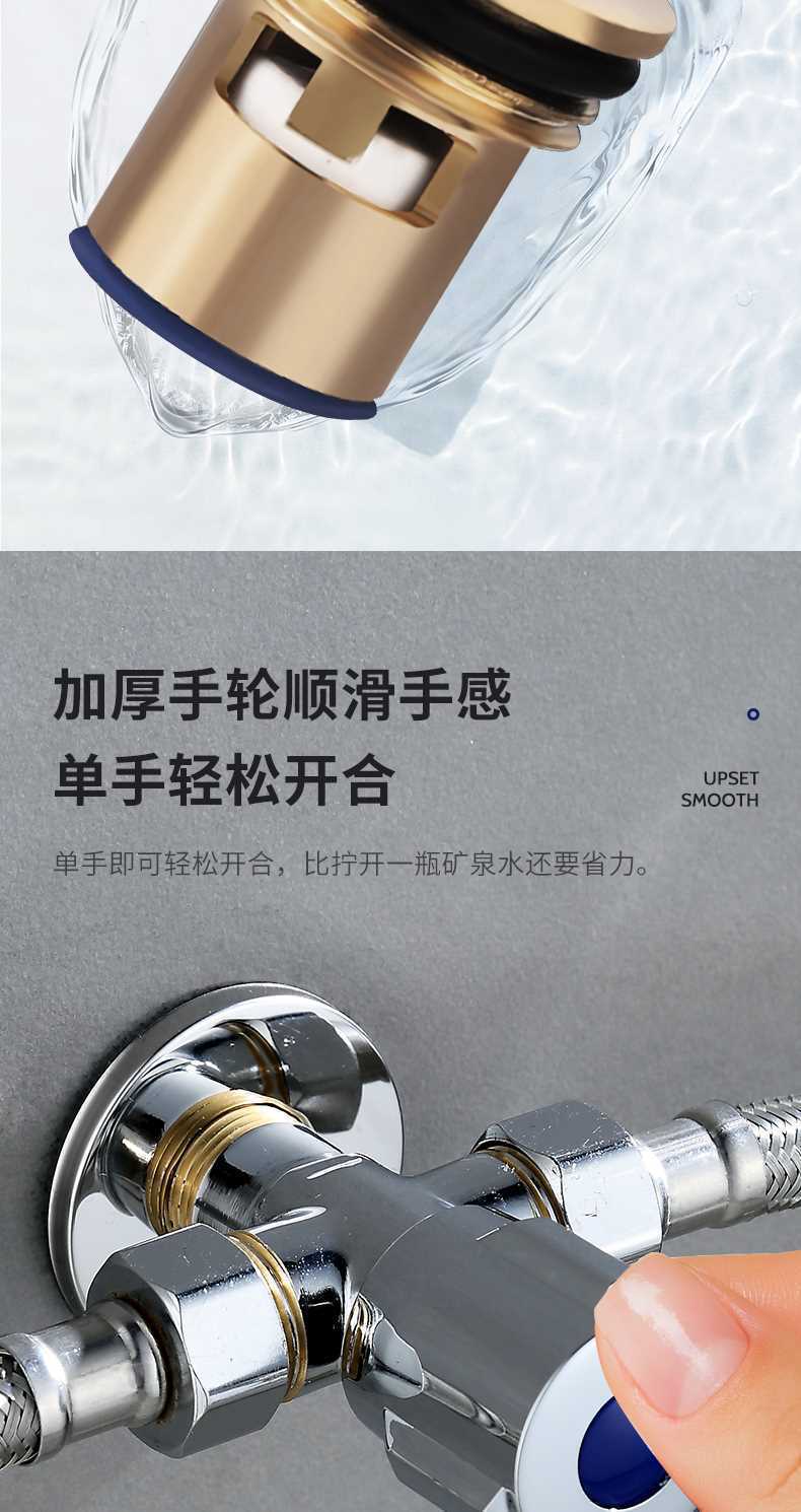 批发全铜加厚三通角阀双开关 一进二出双出水角阀多功能三角阀4分详情10