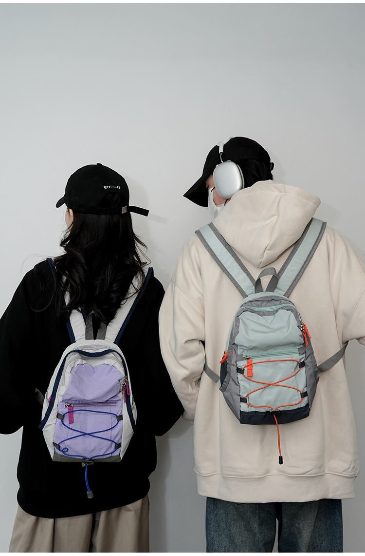 户外双肩包抽绳迷你休闲包轻便百搭旅行登山包女轻便旅游小背包详情32