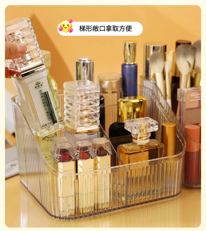 The transparent cosmetic storage box on the desk exudes a high-end feel. The light luxury acrylic dressing table storage box and pen holder are suitable for office use pic 23