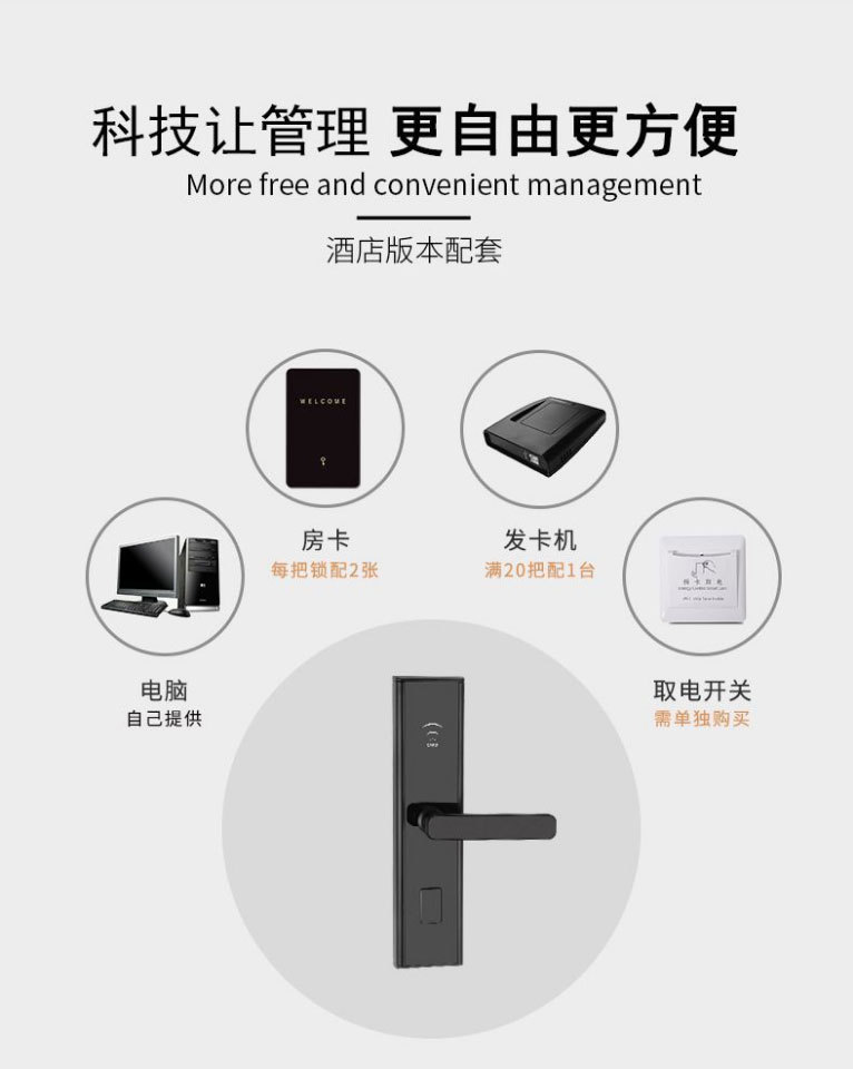 新款酒店门锁宾馆锁民宿公寓感应锁磁卡锁木门电子卡锁酒店刷卡锁详情5