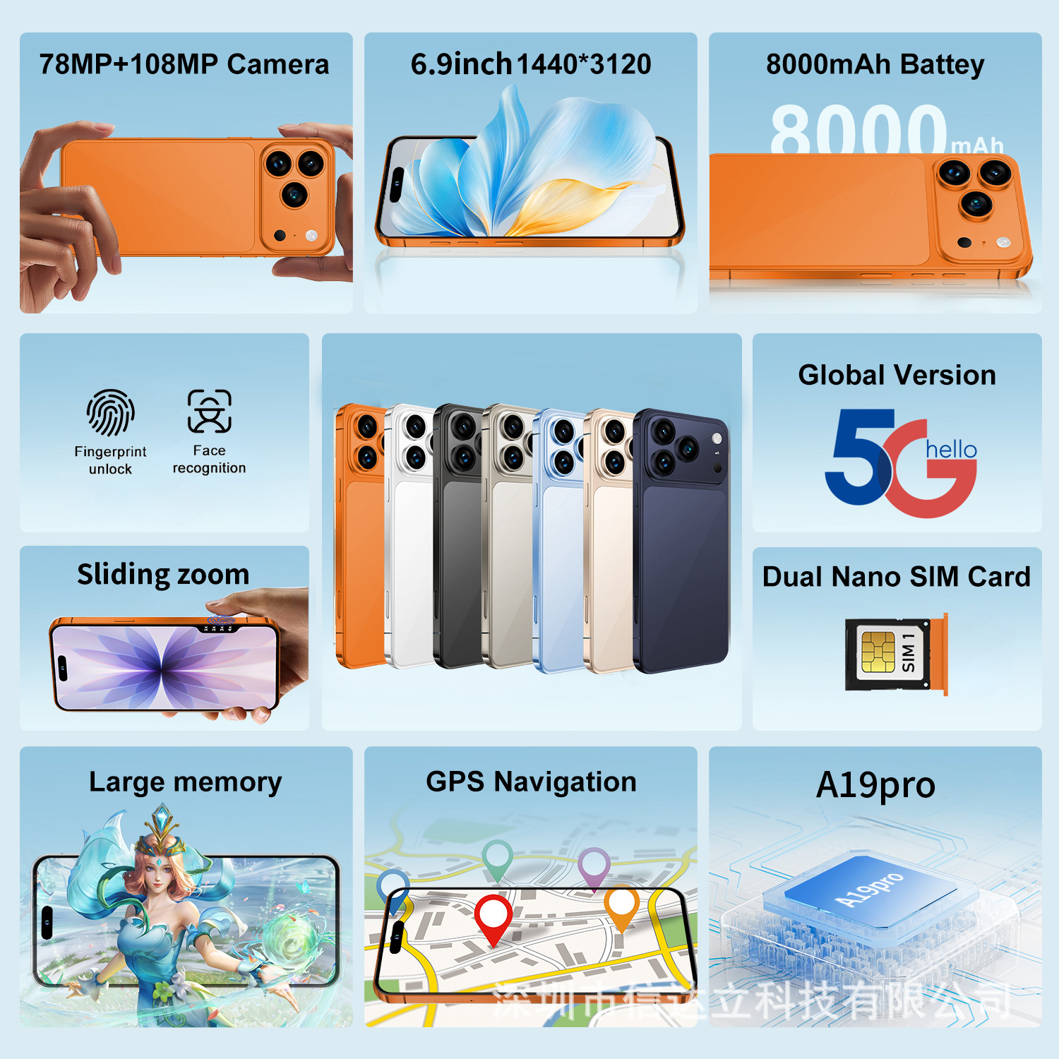 I17promax Cross-border 6.9 Dynamic Island inch Android 4+64G Global Compatible true 4G smart phone 8-core high-definition screen factory wholesale price pic 4