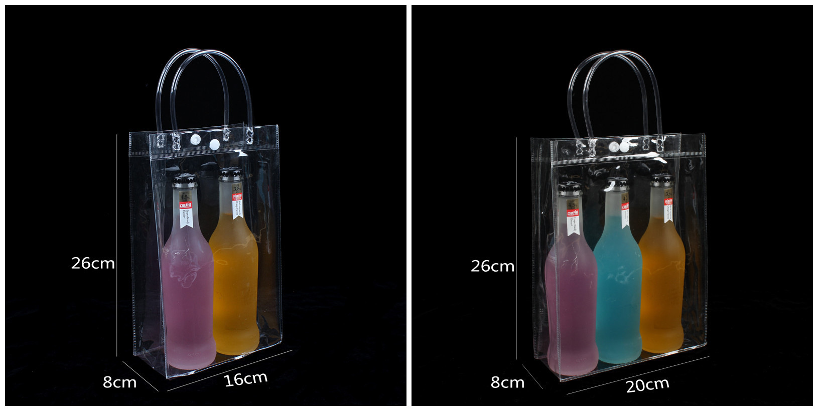 Cross-border in-stock pvc handbags with snap fasteners, plastic transparent wine bags, souvenir bags, wedding candy gift packaging pic 10