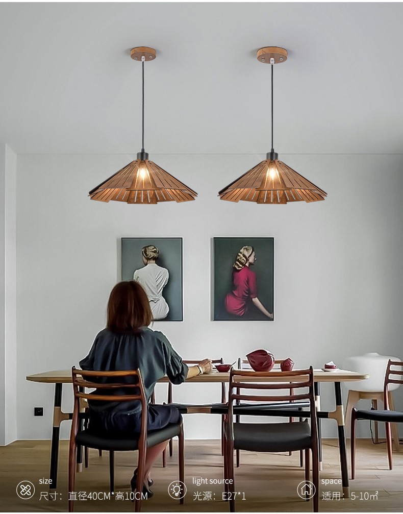 餐厅吊灯中式复古艺民宿侘寂风卧室书房创意个性木质茶室吧台灯具详情15