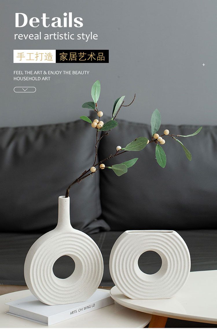 2026 New style flower arrangement, creative unglazed vase, hydroponic home decoration piece, ins style, high appearance level, flower vases, Nordic high-end ceramic pic 1