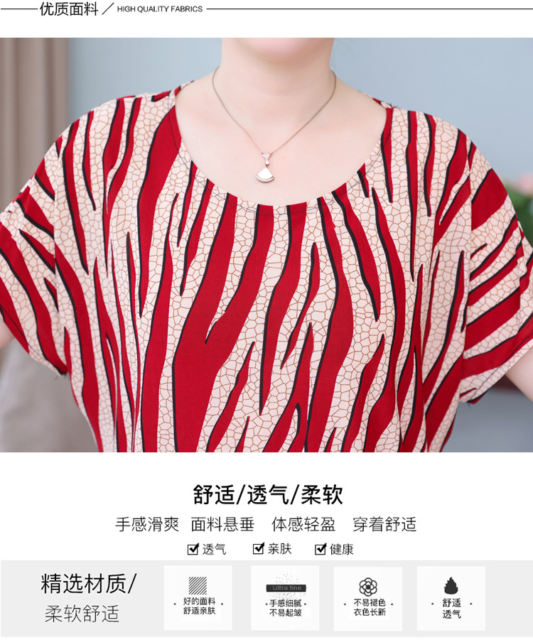 50岁60妈妈奶奶装宽松大码蝙蝠衫200斤短袖上衣中老年老太太T恤夏详情10
