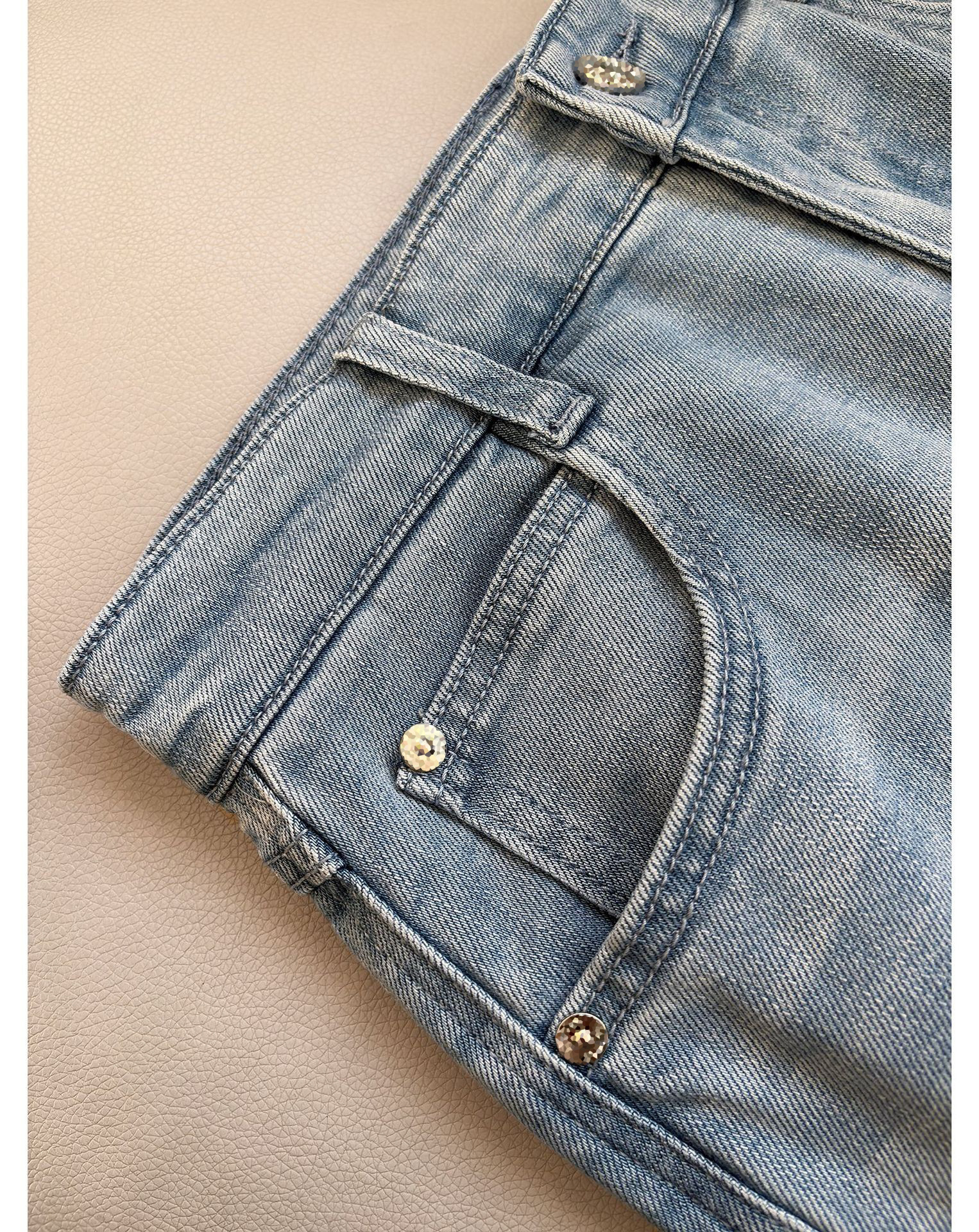 JU柔软~小禾家柜上2.8K/重工洗水轻薄阔腿直筒弹力牛仔裤女C54004详情24