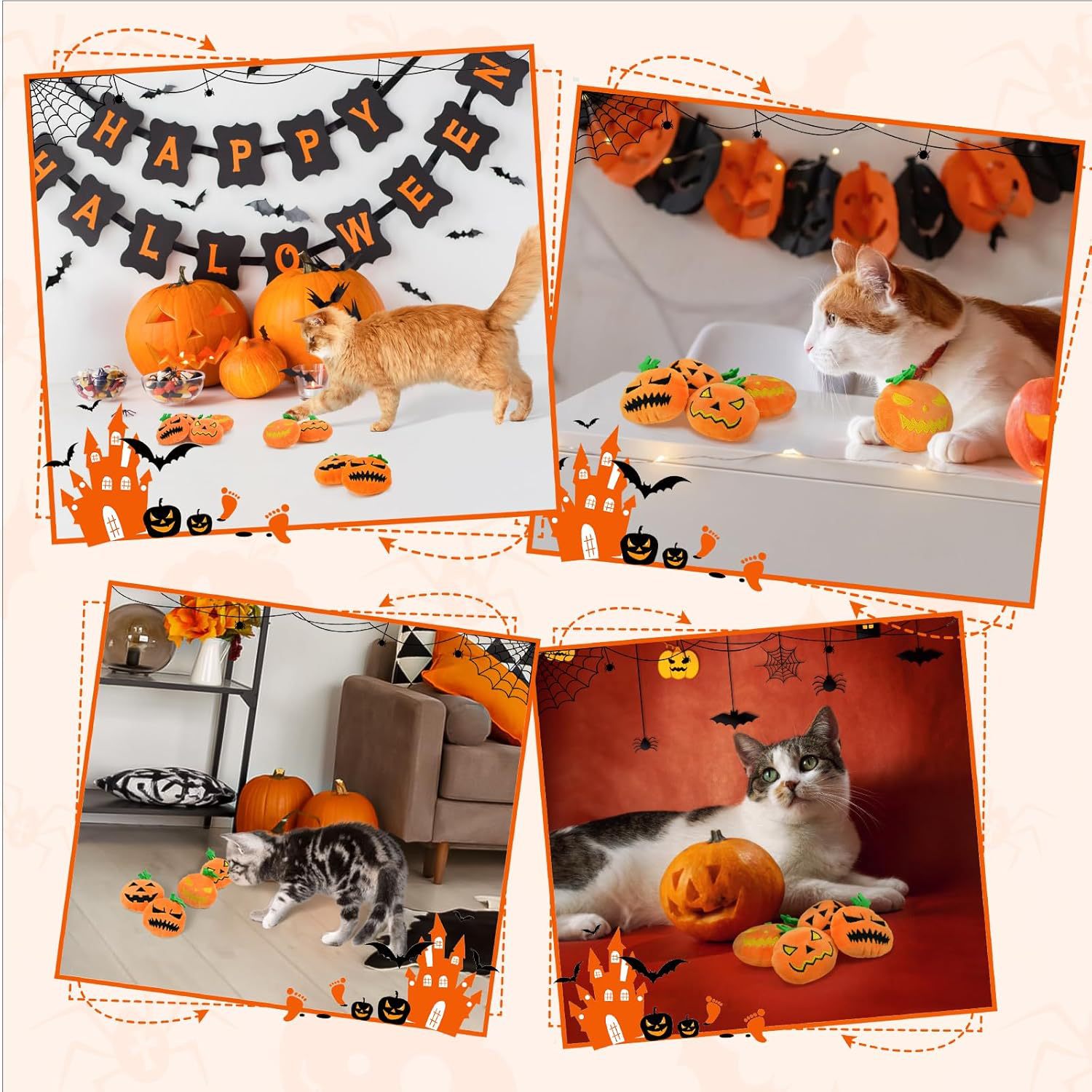 A large pumpkin grimage-shaped Halloween cat toy with a baby, a bite resistance and teeth, a new type of cat toy directly supplied by the manufacturer pic 23