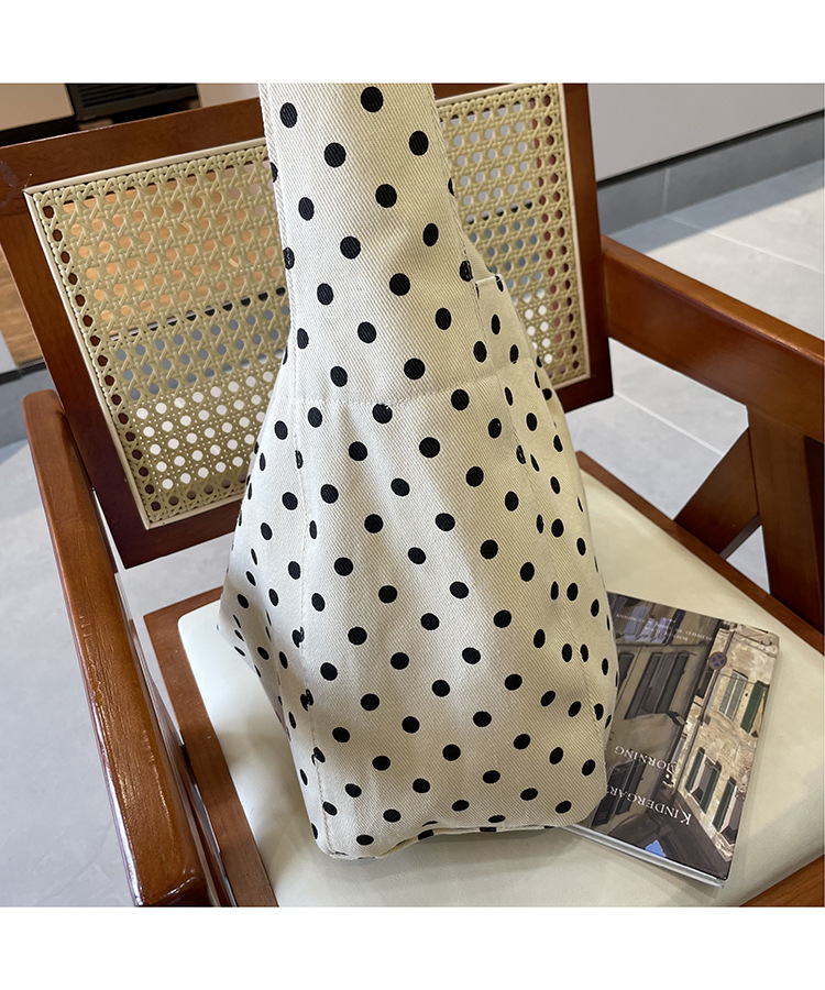 韩系小众ins牛仔帆布包休闲简约布袋大容量学生单肩托特包波点包详情6