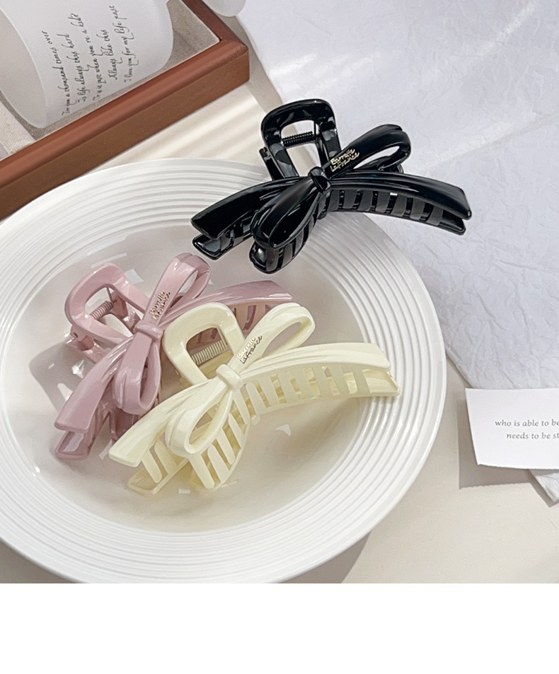 New shiny bow large-sized scratch-clip for girls with a lot of hair and a shark clip for a simple and elegant look with a high-end touch pic 10