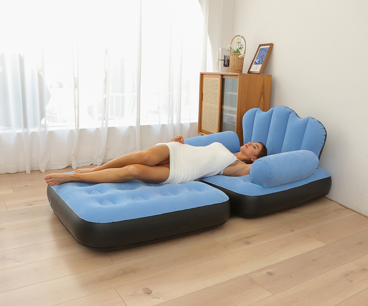 New folding dual-purpose inflatable sofa bed, thickened PVC lazy five-in-one sofa mattress, cross-border wholesale in stock pic 11