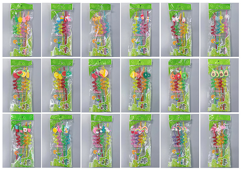 In-stock creative straws, PET spiral-shaped beverage straws, cactus decorative colored artistic plastic straws pic 9