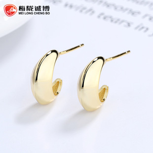 925纯银光面耳环女新款时尚极简风百搭潮耳圈冷淡风高级感耳饰品详情9