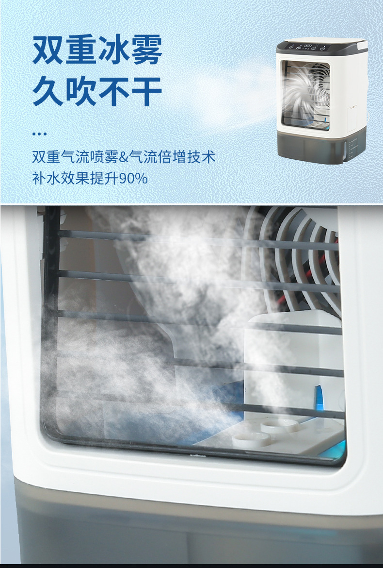跨境爆款桌面空调扇制冷家用小型迷你冷风机水冷加湿冷气扇电风扇详情9