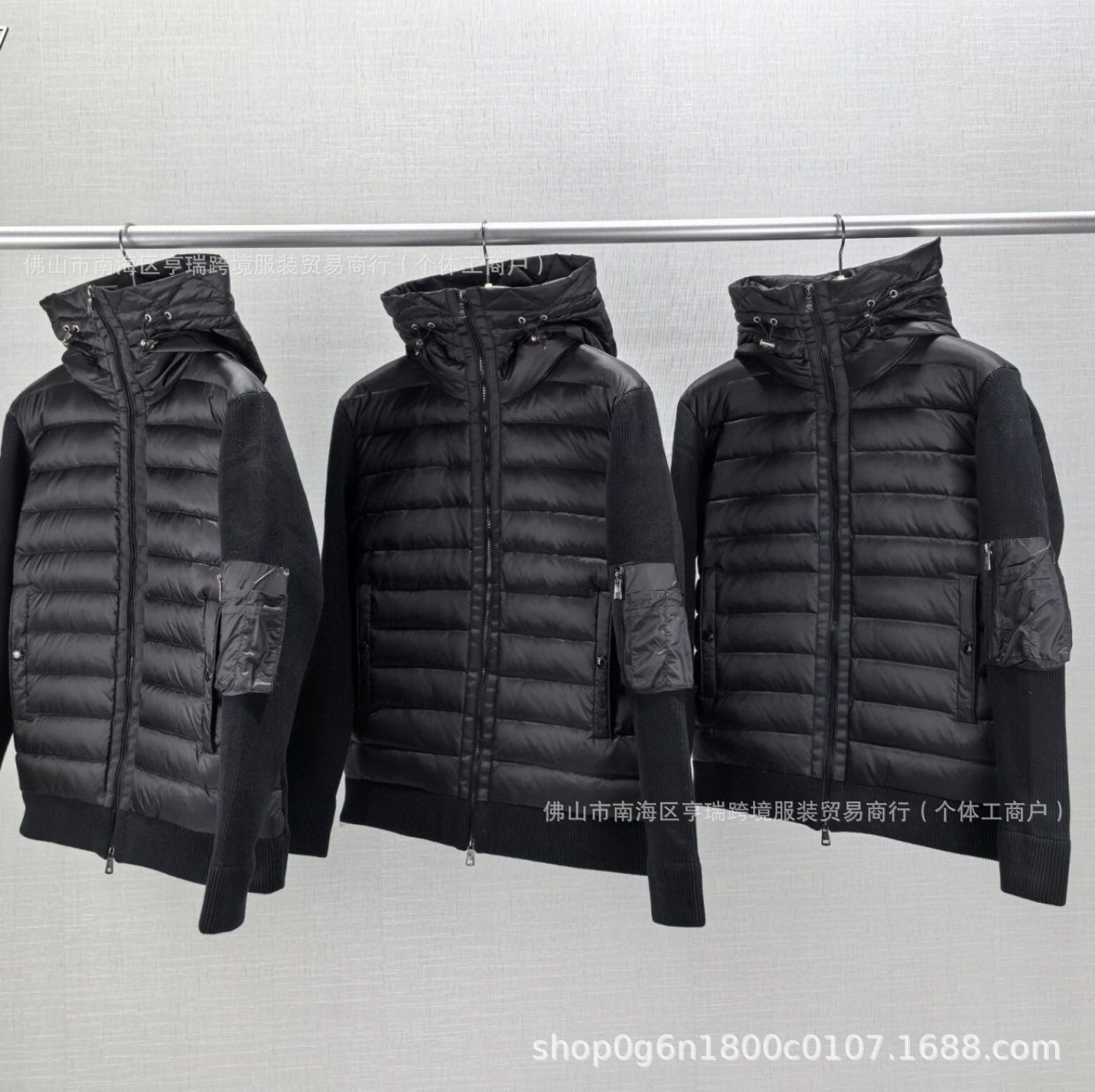 The new M brand knitted patchwork casual down jacket for men, featuring white duck down, is warm, fashionable and slimming pic 9