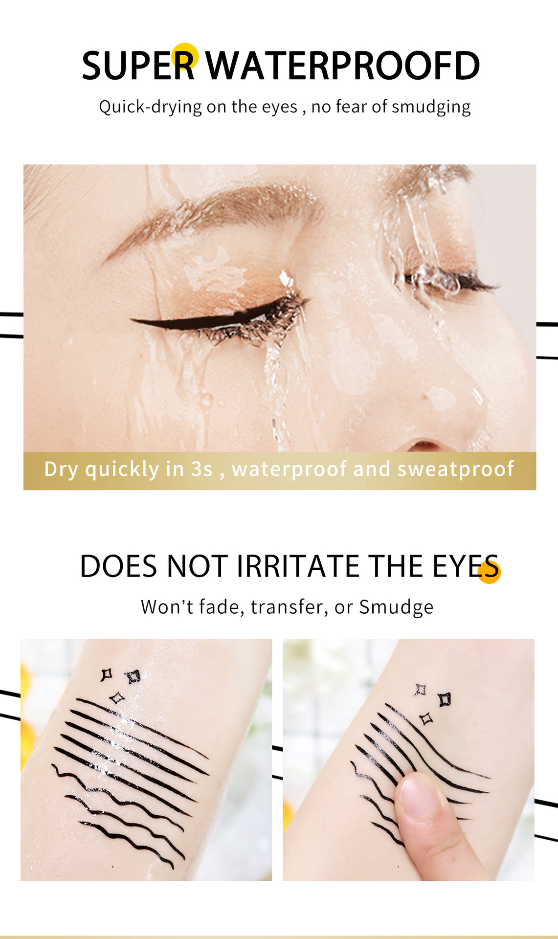 Cross-border BOB eyeliner Liquid is waterproof, sweat-proof, quick-drying, long-lasting without smudging, rich, three-dimensional and cool black eyeliner. All in English pic 6