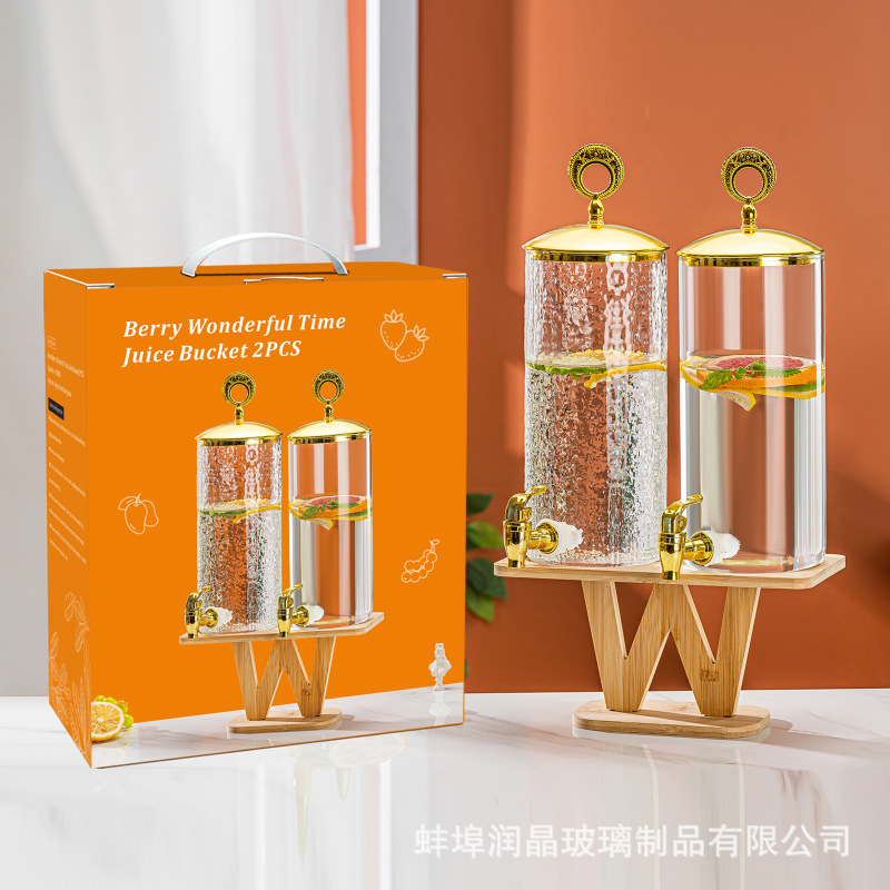 新款玻璃果汁桶家用大容量加厚泡酒啤酒冷水壶人工吹制柠檬可乐储水容器详情7