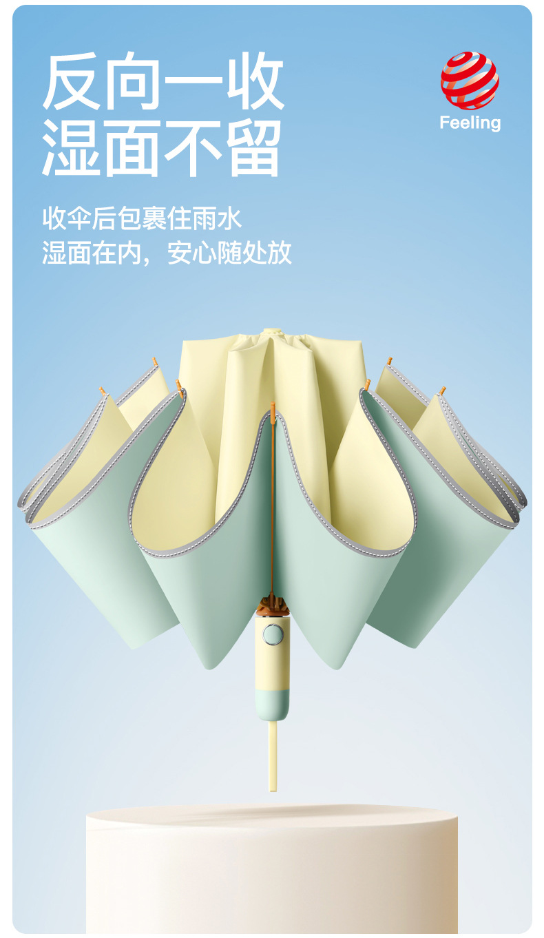 全自动彩胶加大反向防风遮阳伞防晒防紫外线男女车载折叠晴雨两用详情5