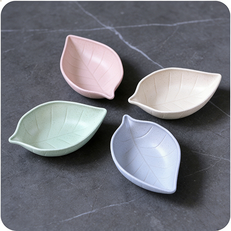 家用厨房小麦秸秆调味碟创意塑料树叶形咸菜小碟子餐具蘸料小吃碟详情6