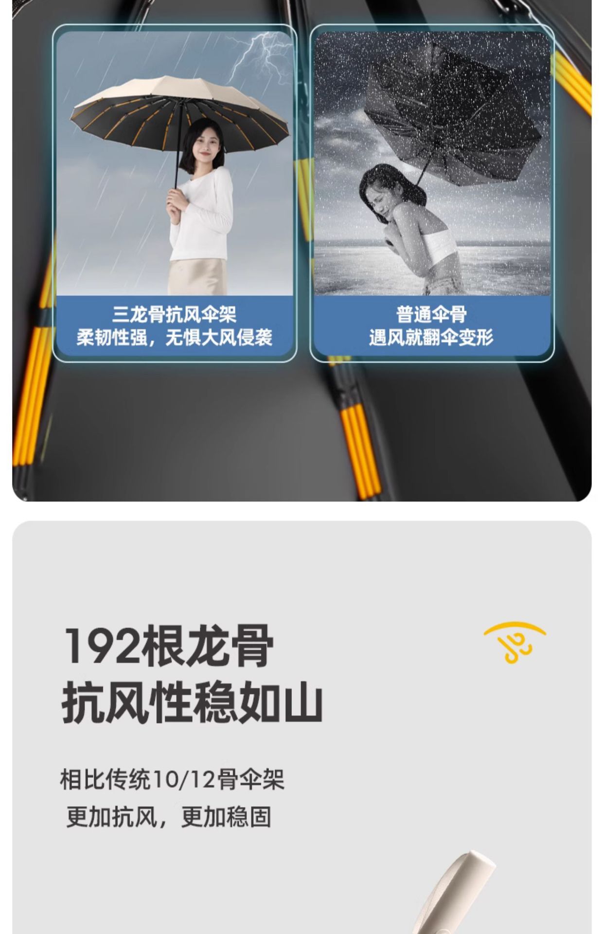 192骨大号男士全自动雨伞折叠伞高级感晴雨两用定制广告上虞雨伞详情13