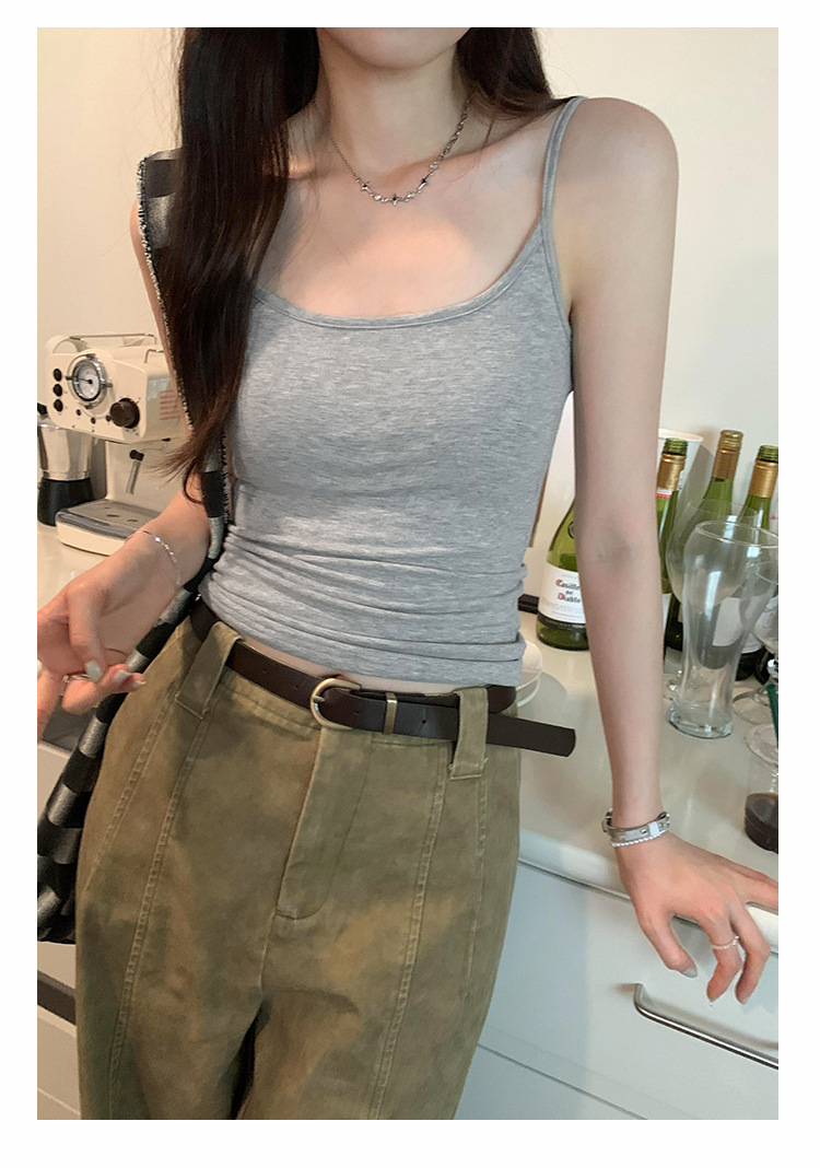 港风高级设计感辣妹别致带胸垫小吊带女夏季2024新款无袖外穿内搭详情49