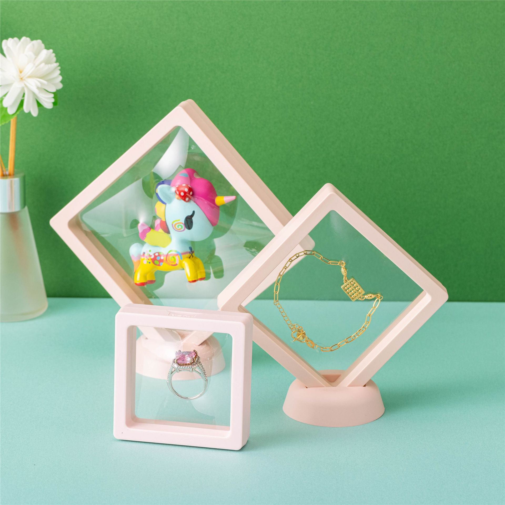 高密封性PE膜首饰盒包装高级感耳钉手串珠宝防氧化收纳展示悬浮盒详情15