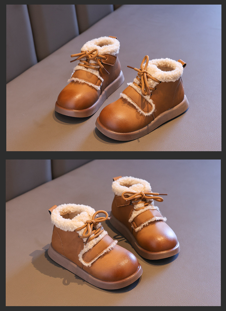 女童短筒棉靴2024冬新款中大童宝宝防滑加绒加厚棉鞋儿童保暖短靴详情12