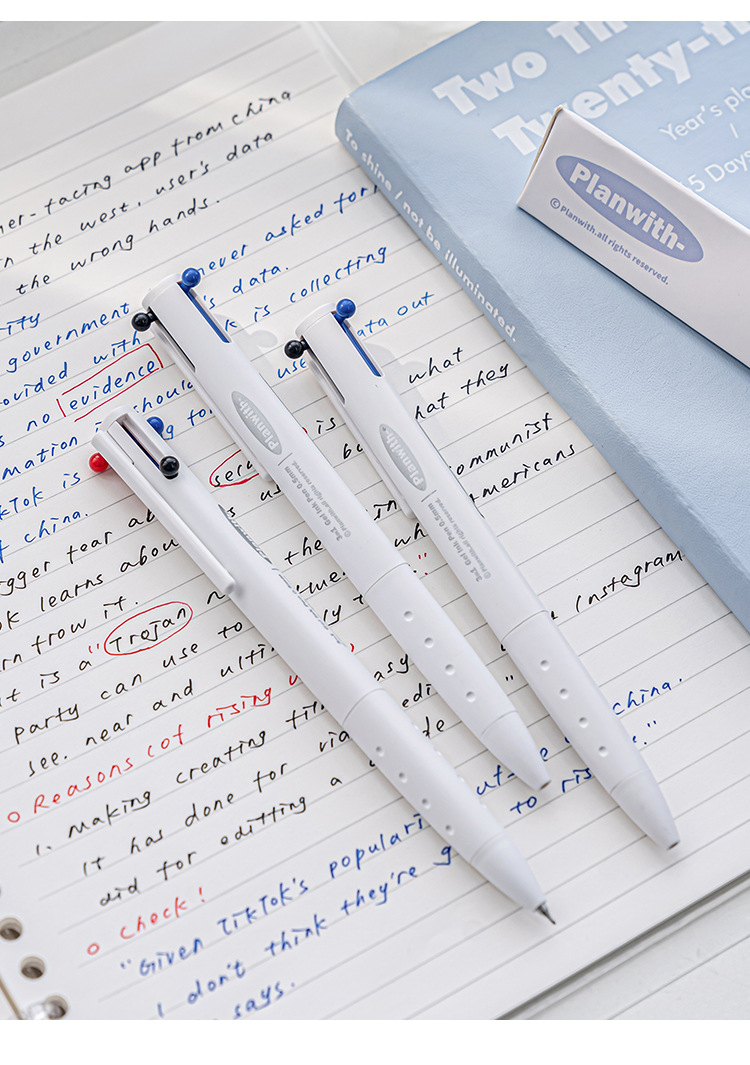 Planwith Sign Triangular multi-color pen, three-color 0.5, simple note-taking, homework correction, multi-functional gel pen pic 13